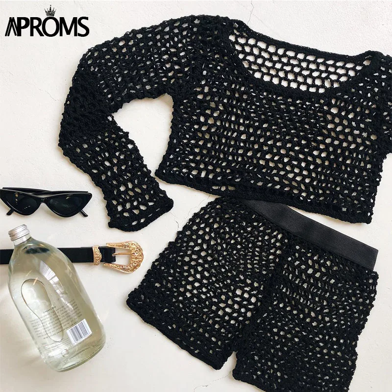 Aproms White Cotton Crochet Knitted 2 Piece Set Women Summer Beach Crop Top and High Waist Shorts 90's Girls Bikini Beachwear
Aproms White Cotton Crochet Knitted 2 Piece Set Women Summer Beach Crop Top and High Waist Shorts 90's Girls Bikini Beachwear