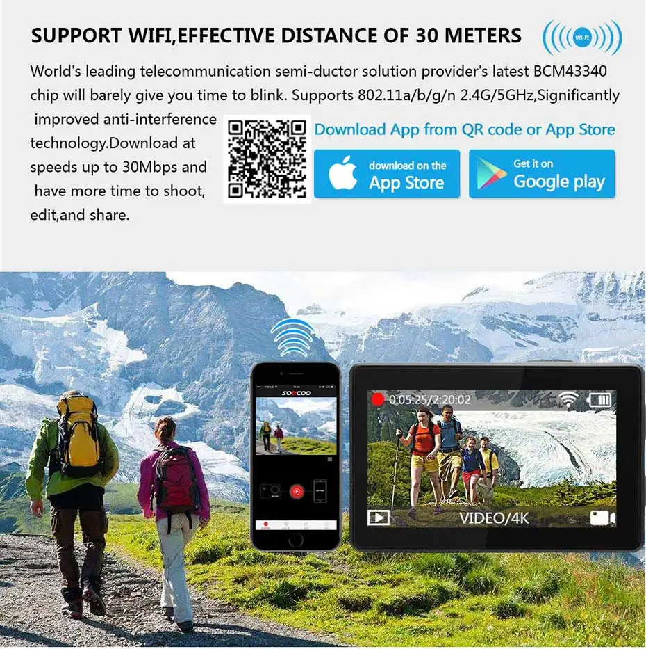SOOCOO S300 4K 30FPS Sports Camera 2.35 Touchscreen Hi3559V100 IMX377 EIS Wifi External Mic GPS (10)