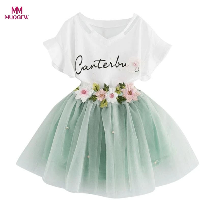 Hot Sale Kids Baby Girls Outfit Clothes Letters Printing Short Sleeve T-Shirt Tops+Floral Lace Skirt Toddler Girl Clothes Sets
Hot Sale Kids Baby Girls Outfit Clothes Letters Printing Short Sleeve T-Shirt Tops+Floral Lace Skirt Toddler Girl Clothes Sets