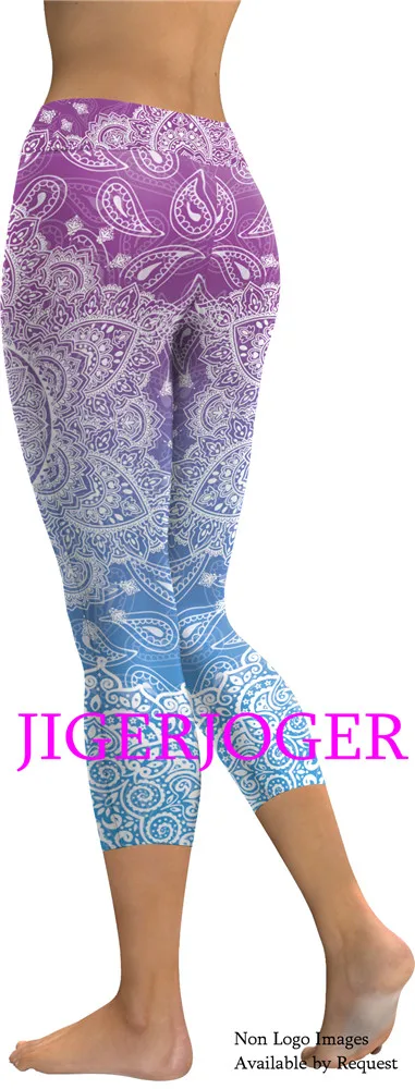 JIGERJOGER Spring Yellow Ganesha Capris Leggings JIGERJOGER Spring Yellow Ganesha Capris Leggings