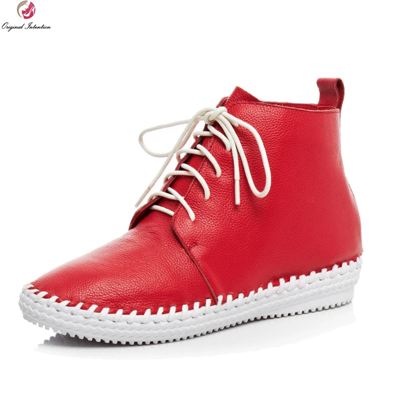 Original Intention New Fashion Women Ankle Boots Nice Cow Leather Fashion Round Toe Boots Black Red Breathable Shoes Woman
Original Intention New Fashion Women Ankle Boots Nice Cow Leather Fashion Round Toe Boots Black Red Breathable Shoes Woman