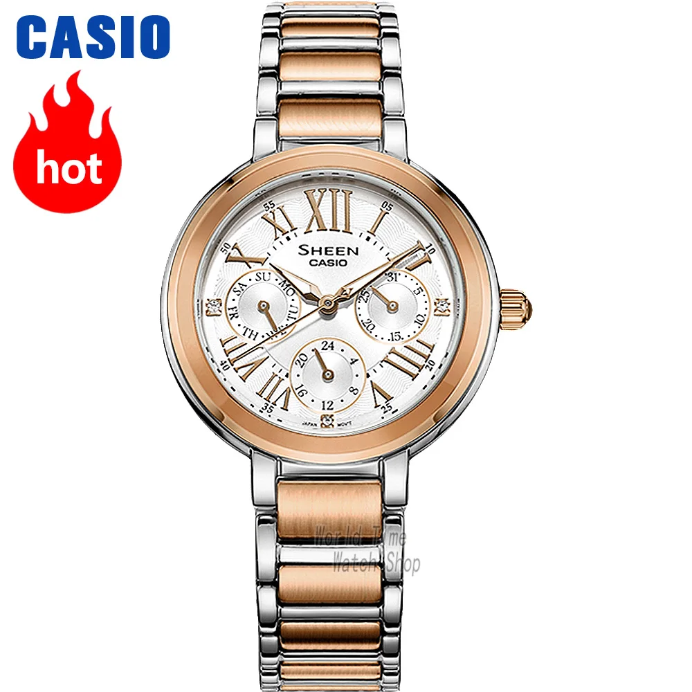 Часы Casio Swarovski Crystal женские часы лучший бренд класса люкс 50 м Водонепроницаемые