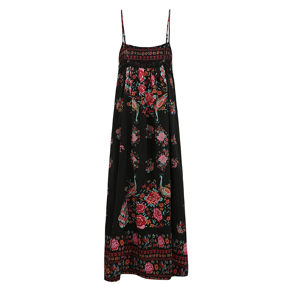 Boho Floral Maxi Dress Sleeveless Backless Long Summer Dress (Us 10-16)