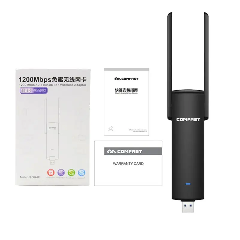 Usb Wifi Adapter 1200Mbps Dual Band Wifi Dongle Free Drive Computer AC Network Card USB 3.0 Antenna 802.11ac/b/g/n 2.4Ghz+5.8Ghz
Usb Wifi Adapter 1200Mbps Dual Band Wifi Dongle Free Drive Computer AC Network Card USB 3.0 Antenna 802.11ac/b/g/n 2.4Ghz+5.8Ghz