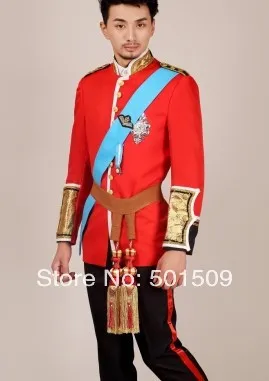 

prince william red color medieval suit,including top jacket and trousers prince charming costume