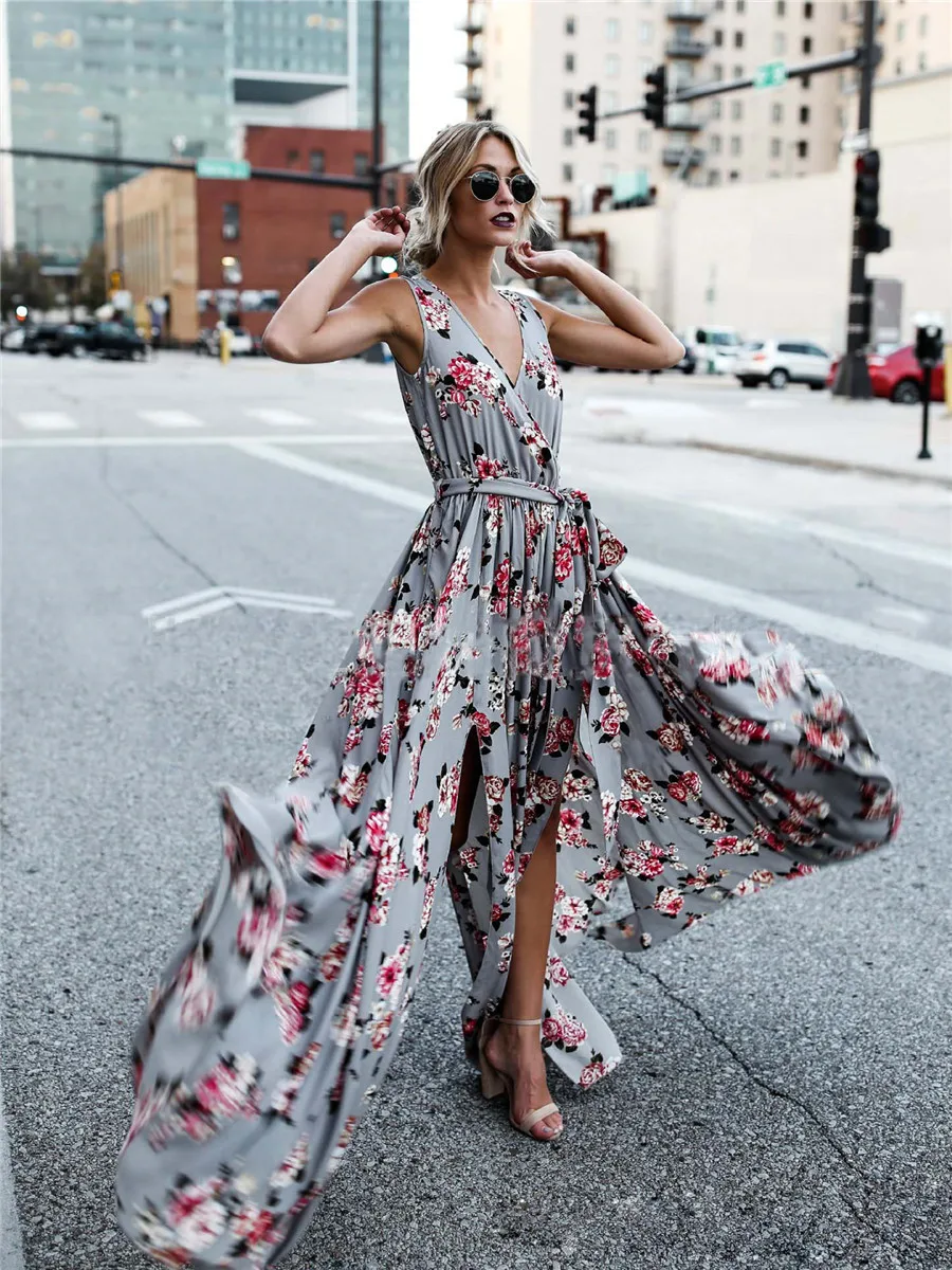 Floral V Neck Woman Dress 2019 Spring Summer Sleeveless Spaghetti Strap Boho Maxi Dresses A-Line Fashion Vestido
Floral V Neck Woman Dress 2019 Spring Summer Sleeveless Spaghetti Strap Boho Maxi Dresses A-Line Fashion Vestido
