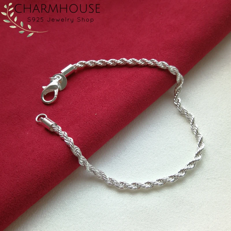 Solid Silver 925 Bracelets For Women 3mm Twisted Link Bracelet Bangles Wristband Pulseira Wedding Bridal Jewelry Bijoux Gifts
Solid Silver 925 Bracelets For Women 3mm Twisted Link Bracelet Bangles Wristband Pulseira Wedding Bridal Jewelry Bijoux Gifts