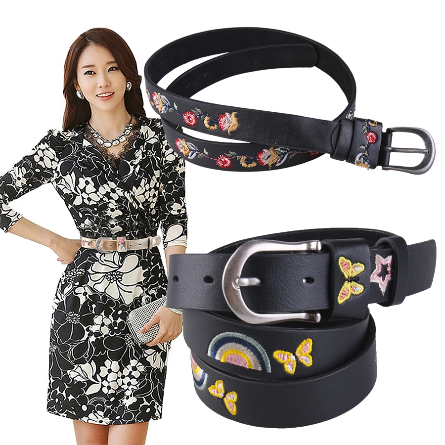 Embroidery flower butterfly adornment layer belt female fashion jeans belt with personality China's wind
Embroidery flower butterfly adornment layer belt female fashion jeans belt with personality China's wind