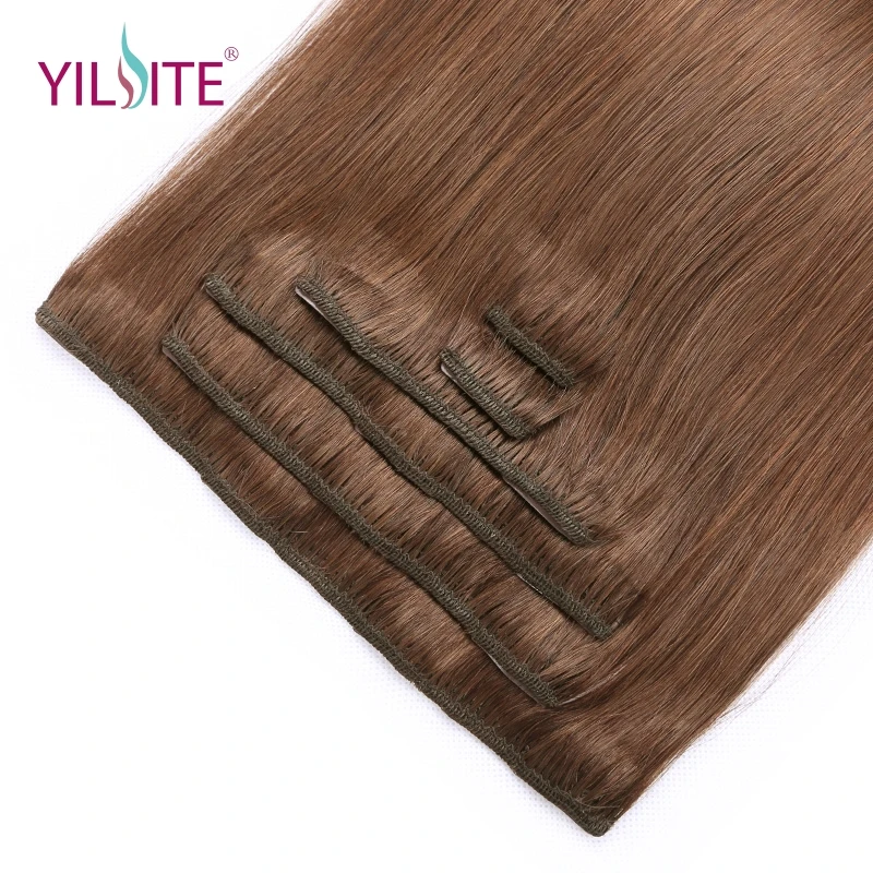 YILITE не Реми прямые человеческие волосы для наращивания на заколках 14 дюймов 20 100% 6