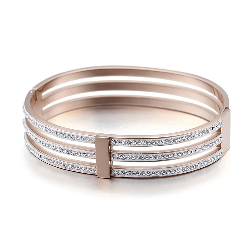 Silver/Gold/Rose Gold Stainless Steel three layers Iced Out Bling Cubic Zircon Bracelets & Bangles For Women Bijoux Pulseir
Silver/Gold/Rose Gold Stainless Steel three layers Iced Out Bling Cubic Zircon Bracelets & Bangles For Women Bijoux Pulseir