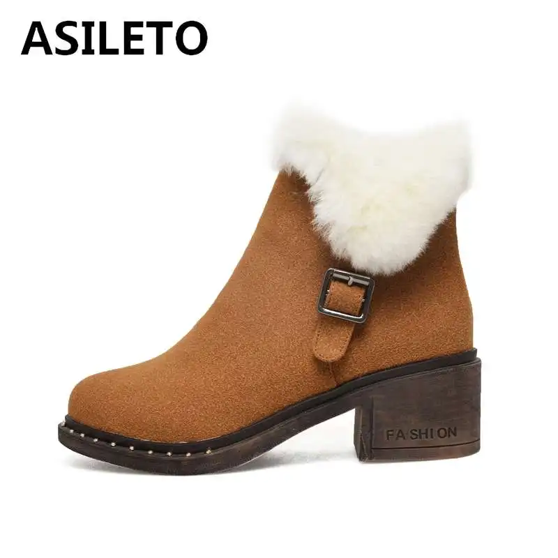 ASILET women winter snow boots genuine Cow Suede leather shoes woman warm rabbit fur ankle boots zipper size 32-43 bottes femme
ASILET women winter snow boots genuine Cow Suede leather shoes woman warm rabbit fur ankle boots zipper size 32-43 bottes femme