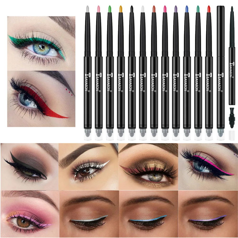 White Black Red Blue Eye Liner Pen Eyeshadow Double-end Colorful Matte Eyeliner Eye Pencil Makeup Crayon Delineador Maquiagem
White Black Red Blue Eye Liner Pen Eyeshadow Double-end Colorful Matte Eyeliner Eye Pencil Makeup Crayon Delineador Maquiagem