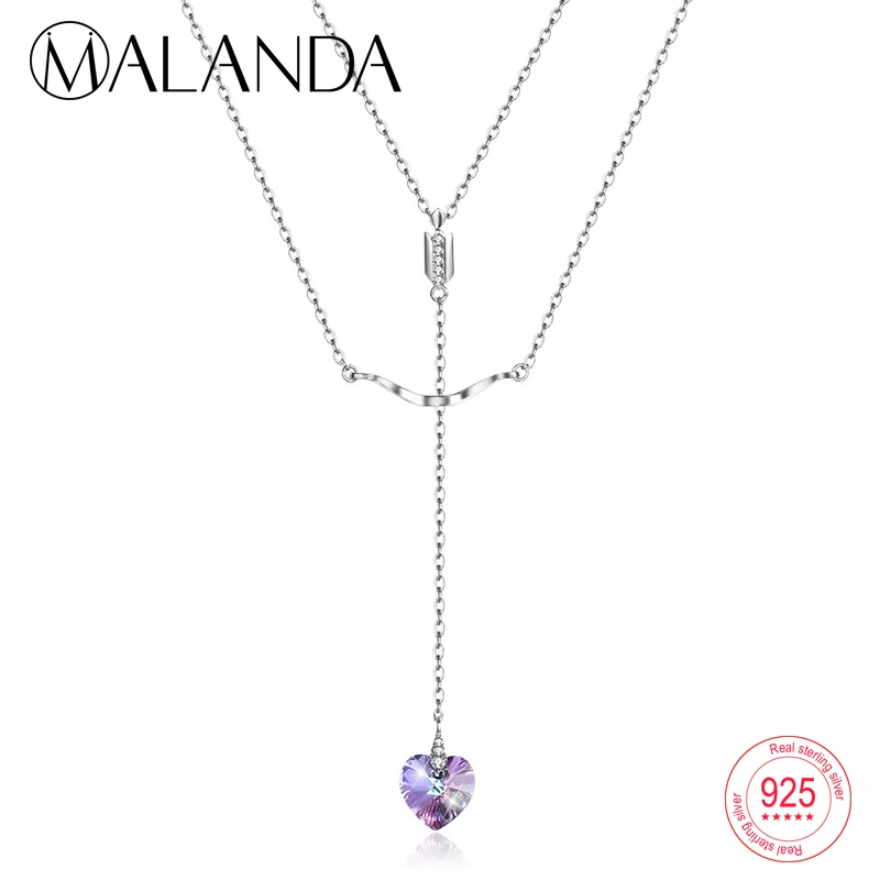 MALANDA Crystal From Swarovski Arrow Heart Pendant Necklace For Women 925 Sterling Silver Double Chain Necklaces Fashion Jewelry
MALANDA Crystal From Swarovski Arrow Heart Pendant Necklace For Women 925 Sterling Silver Double Chain Necklaces Fashion Jewelry