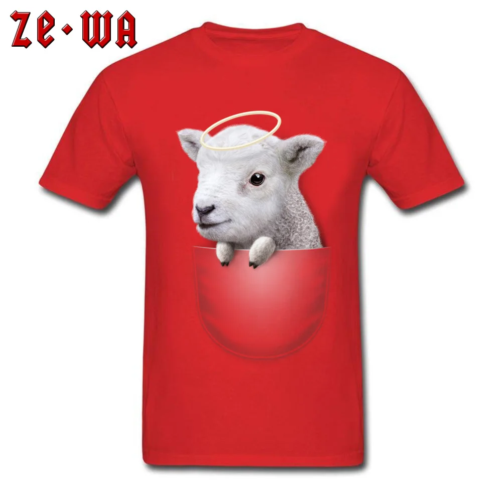 Funny Tops Shirts Hot Sale Short Sleeve Male T-Shirt TpicOriginaltitle Group Summer T-shirts Round Collar Free Shipping POCKET LAMB red