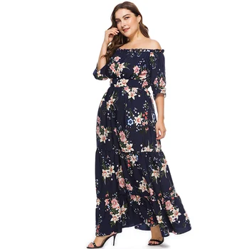 XL-6XL Plus Size Bohemian Women Summer Beach Dress Slash Neck Short Sleeve Printed Flower Navy Blue Dress vestidos largos
XL-6XL Plus Size Bohemian Women Summer Beach Dress Slash Neck Short Sleeve Printed Flower Navy Blue Dress vestidos largos