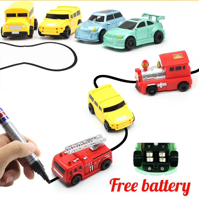 

New Engineering Vehicles Truck MINI Magic Pen Inductive Children's Truck Tank Toy Car Draw Lines Induction rail Track Car