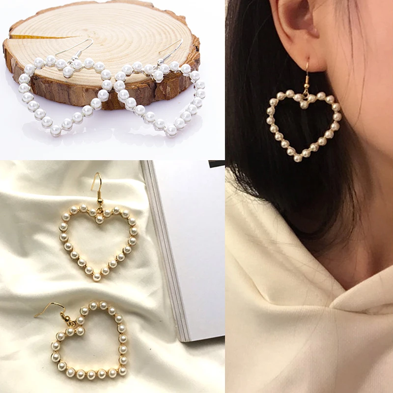 Heart Simulated Pearl Earrings Women Jewelry Korean Style Pendientes Silver Gold Drop Earring Jewellery Brinco Bijoux Femme
Heart Simulated Pearl Earrings Women Jewelry Korean Style Pendientes Silver Gold Drop Earring Jewellery Brinco Bijoux Femme