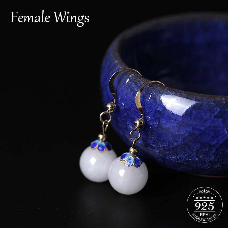 Female Wings Natural Jade Drop Earring For Woman 925 Sterling Silver Earrings Cloisonne Jewelry Woman Ethnic Pendientes FE015
Female Wings Natural Jade Drop Earring For Woman 925 Sterling Silver Earrings Cloisonne Jewelry Woman Ethnic Pendientes FE015