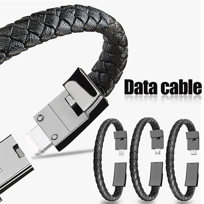 22CM Leather Portable Sports Micro USB Bracelet Charger Data Charging Cable Sync Cord For iPhone6 6S 7Plus Android Type-C Cable
22CM Leather Portable Sports Micro USB Bracelet Charger Data Charging Cable Sync Cord For iPhone6 6S 7Plus Android Type-C Cable