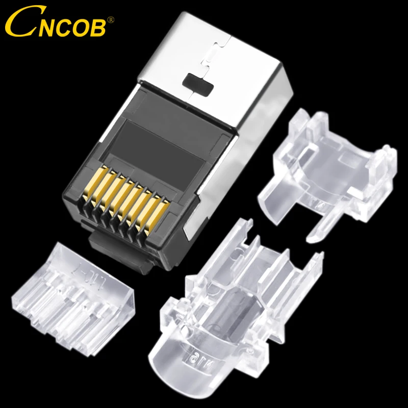 CNCOB Cat6 8p8c 50u позолоченный четырехсекционный Кабельный разъем Ethernet Модульный Cat6A