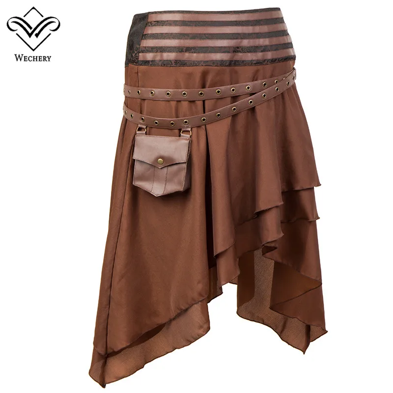 Wechery Victorian Skirt Midi Irregular Skirts with Pocket Gothic Style Brown Cosplay Shows Party Steampunk Skirt for Women
Wechery Victorian Skirt Midi Irregular Skirts with Pocket Gothic Style Brown Cosplay Shows Party Steampunk Skirt for Women