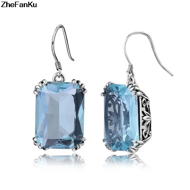 Elegant Big Square Crown Earrings Blue Stone Crystal Silver Plated Drop Earrings For Women Gift Vintage Jewelry
Elegant Big Square Crown Earrings Blue Stone Crystal Silver Plated Drop Earrings For Women Gift Vintage Jewelry