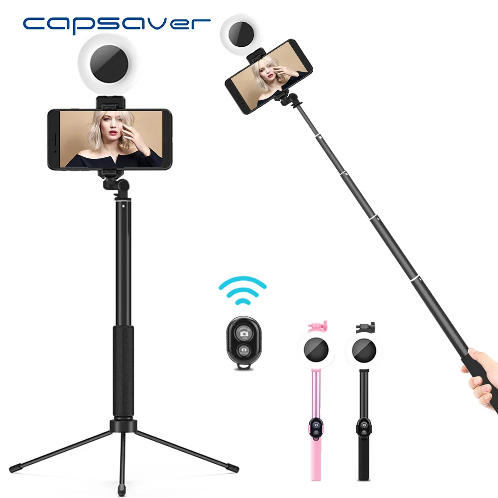 capsaver Multifunction Bluetooth Selfie Stick Rotating Fill Light Tripod Remote Control Selfiestick for Smartphone iPhone Xiaomi
capsaver Multifunction Bluetooth Selfie Stick Rotating Fill Light Tripod Remote Control Selfiestick for Smartphone iPhone Xiaomi