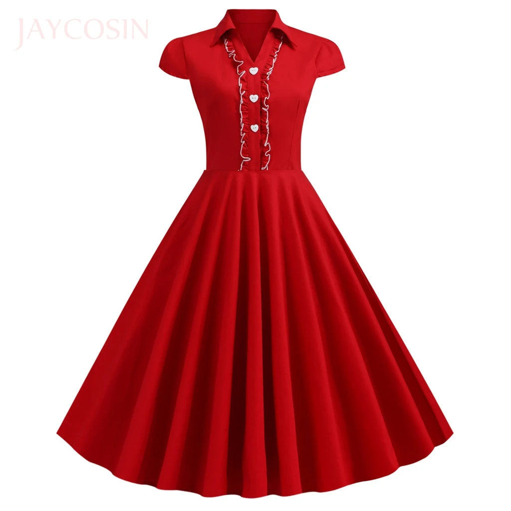 JAYCOSIN dress Women Solid Turn-Down Collar Botton Sleeveless Vintage Fashion Mid-Calf Ball Gown Dress Vestidos
JAYCOSIN dress Women Solid Turn-Down Collar Botton Sleeveless Vintage Fashion Mid-Calf Ball Gown Dress Vestidos