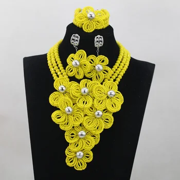 Newest Yellow Nigerian Wedding Indian Costume Bridal Accessory Jewelry Set African Crystal Beads Necklace Set Big Flowers ANJ130
Newest Yellow Nigerian Wedding Indian Costume Bridal Accessory Jewelry Set African Crystal Beads Necklace Set Big Flowers ANJ130