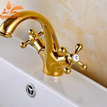 Suguword Golden Basin Faucet Classic Deck Mounted Mixer Taps with Hot and Cold Water one Hole Dual Handle
Suguword Golden Basin Faucet Classic Deck Mounted Mixer Taps with Hot and Cold Water one Hole Dual Handle