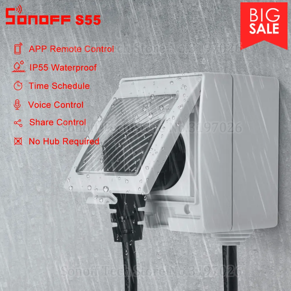 Itead Sonoff S55 Waterproof Wifi Smart Socket Switch UK/AU/US/FR/DE/ZA Multiple Version Wifi Socket Works With Alexa Google Home
Itead Sonoff S55 Waterproof Wifi Smart Socket Switch UK/AU/US/FR/DE/ZA Multiple Version Wifi Socket Works With Alexa Google Home
