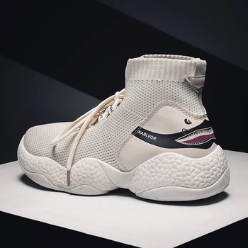 2020 Unisex Height Increase High Top Sneakers Men Knit Upper Breathable Shoes Super cool Shark Logo Couple Black / White Botas
2020 Unisex Height Increase High Top Sneakers Men Knit Upper Breathable Shoes Super cool Shark Logo Couple Black / White Botas