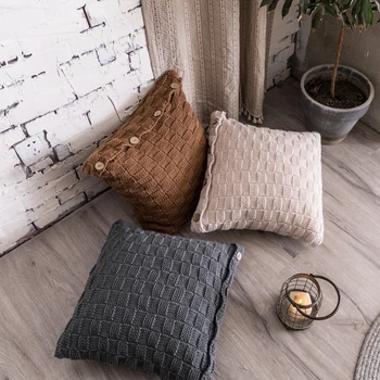 45x45cm Cushion Cover Nordic Simple Square Button Sofa Pillowcase Solid Color Home Decor Bedroom Decorative Pillows 
45x45cm Cushion Cover Nordic Simple Square Button Sofa Pillowcase Solid Color Home Decor Bedroom Decorative Pillows