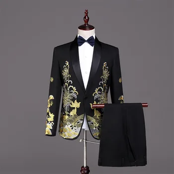 HOO2018 embroidered suit men's dress, ceremonial groom, married, host dress, singer costume, two pieces
HOO2018 embroidered suit men's dress, ceremonial groom, married, host dress, singer costume, two pieces