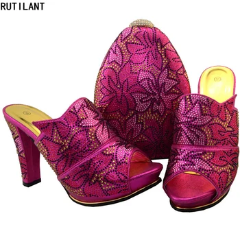 Ladies Italian Leather Shoes and Bag Set Fuchsia Color Shoes and Bag Set Decorated with Rhinestone Nigerian Shoes and Bag Sets
Ladies Italian Leather Shoes and Bag Set Fuchsia Color Shoes and Bag Set Decorated with Rhinestone Nigerian Shoes and Bag Sets