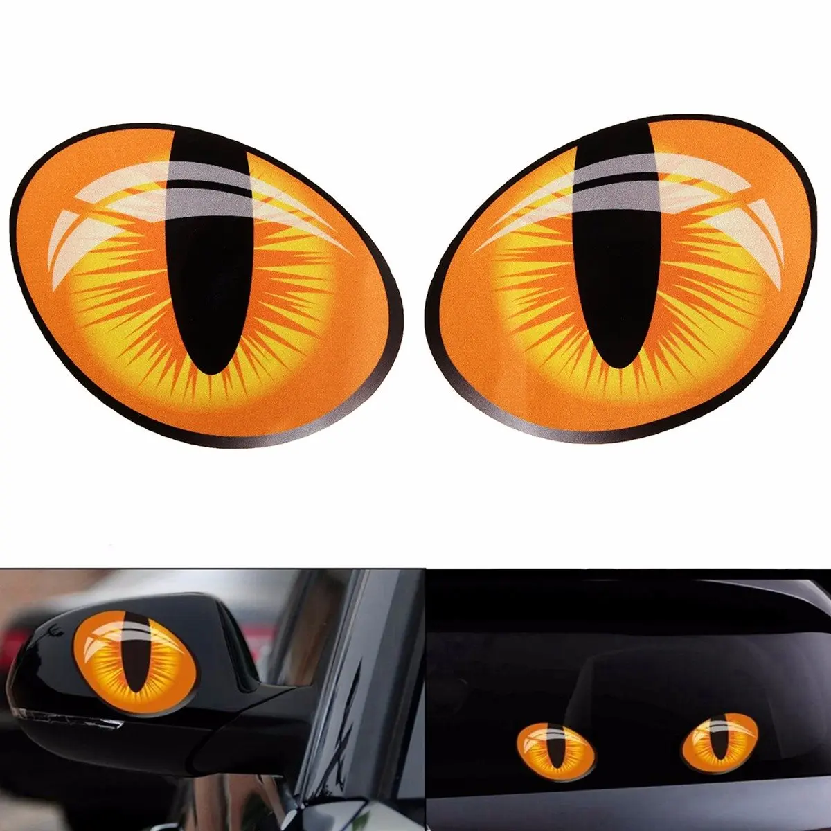 Image 3D Funny Reflective Cat Eyes Car Stickers Truck Window Door Decal Graphics Sticker Decals On Cars Rearview Mirror Head10*8cm