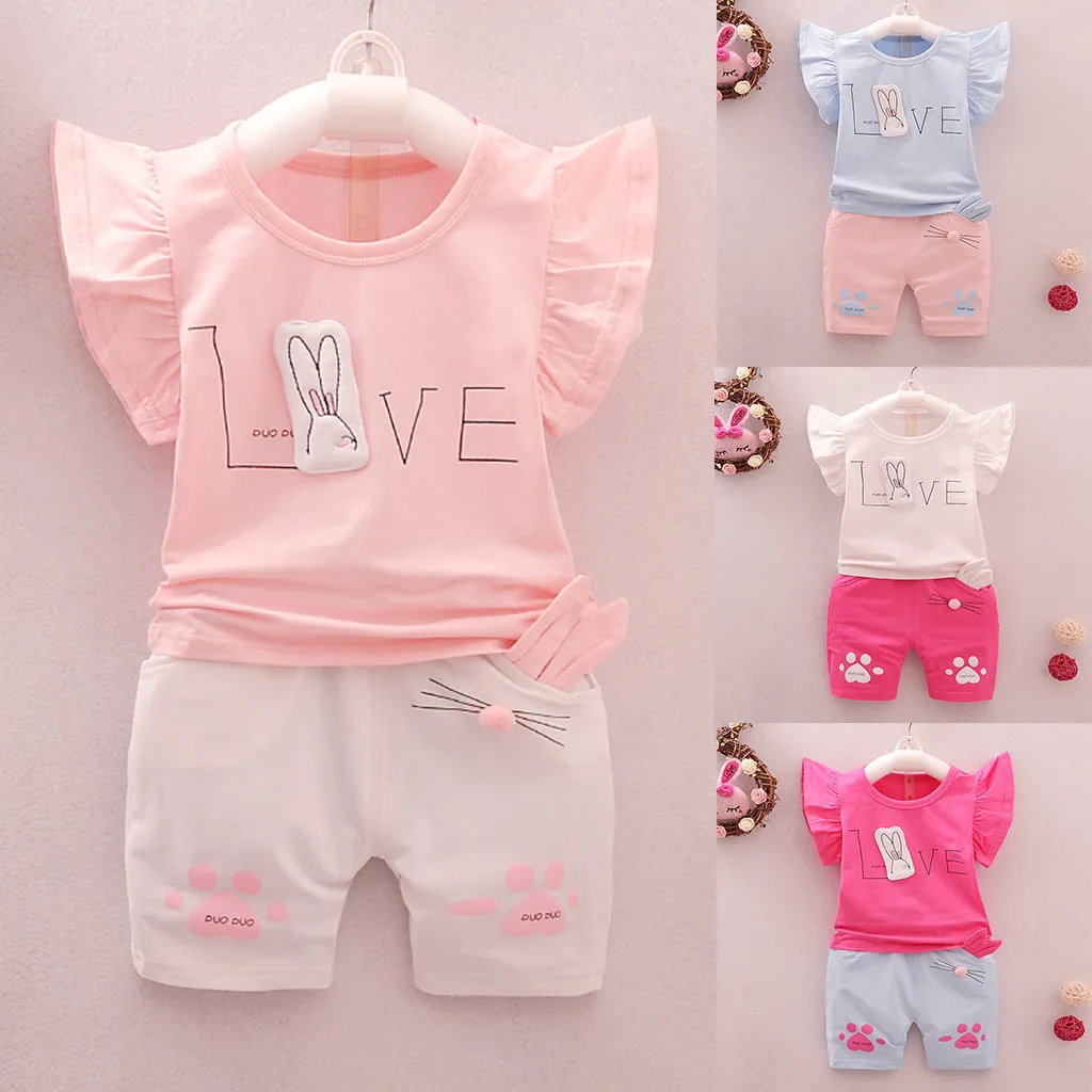 Girls Clothing Sets 2019 Summer Toddler Kids Baby Girls Outfits Cartoon Print Ruffled Sleeves T-shirt Tops+Shorts Clothes Set
Girls Clothing Sets 2019 Summer Toddler Kids Baby Girls Outfits Cartoon Print Ruffled Sleeves T-shirt Tops+Shorts Clothes Set