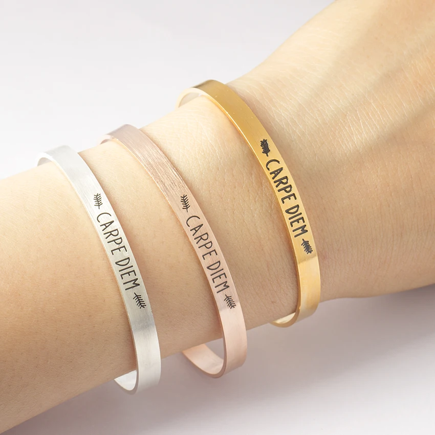 Stainless Steel Manchette Bracelet Femme Carpe Diem Letter Bracelets Bangles For Women Men Quote Jewelry Pulseras Para Hombre
Stainless Steel Manchette Bracelet Femme Carpe Diem Letter Bracelets Bangles For Women Men Quote Jewelry Pulseras Para Hombre
