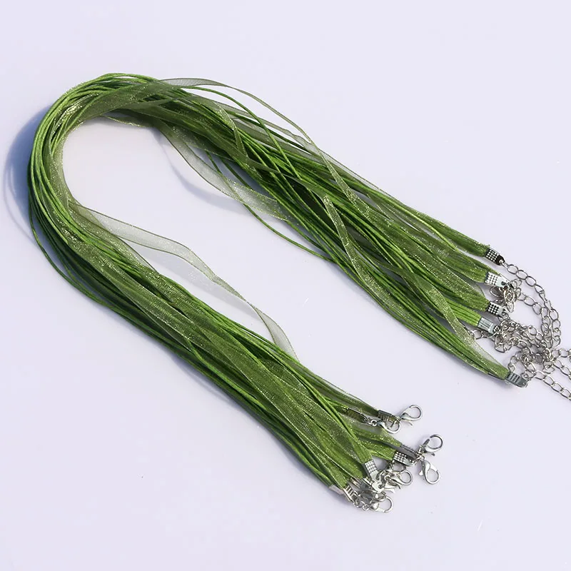 100pcs 45cm Organza Ribbon Cord 4mm Olive Green Necklace Cord With Lobster Clasp Jewelry Making Materials For Necklace DIY
100pcs 45cm Organza Ribbon Cord 4mm Olive Green Necklace Cord With Lobster Clasp Jewelry Making Materials For Necklace DIY