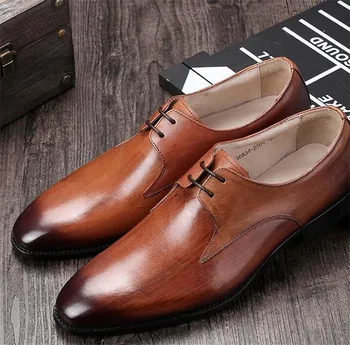 British dress men's leather shoes hand-colored Goodyear lace-up pointed toe leather business men's shoes breathable leather
British dress men's leather shoes hand-colored Goodyear lace-up pointed toe leather business men's shoes breathable leather