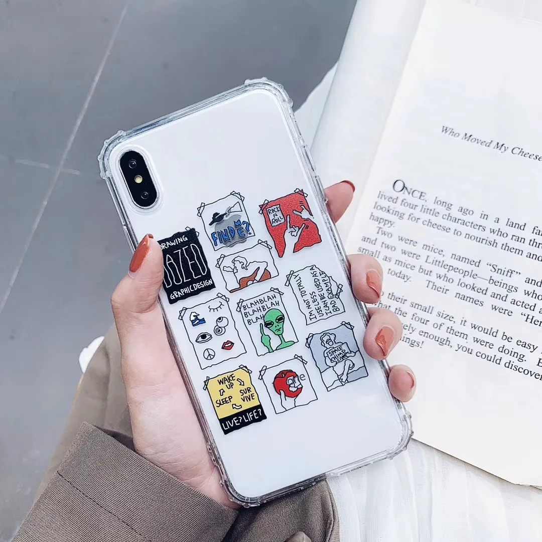 Hot Fashion Label Puzzle Silicone Lucency Case For Iphone Xs Max Xr X 7 8 6s Plus Luxury Street Trend Stripe White Phone Cover Aliexpress