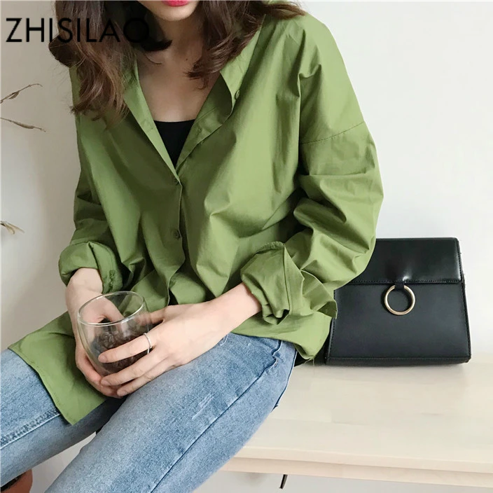 ZHISILAO Loose Vintage Shirt Women Green Long Sleeve Blouse Autumn Spring Solid Cotton Woman Top Oversize Blouse Maxi Harajuku
ZHISILAO Loose Vintage Shirt Women Green Long Sleeve Blouse Autumn Spring Solid Cotton Woman Top Oversize Blouse Maxi Harajuku