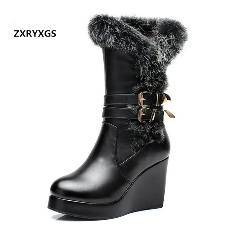 New Winter Shoes Fashion Black Shoes Real Rabbit Fur Cowhide Leather Boots Snow Boots Women Shoes Boots Wedges High Heel Boots
New Winter Shoes Fashion Black Shoes Real Rabbit Fur Cowhide Leather Boots Snow Boots Women Shoes Boots Wedges High Heel Boots