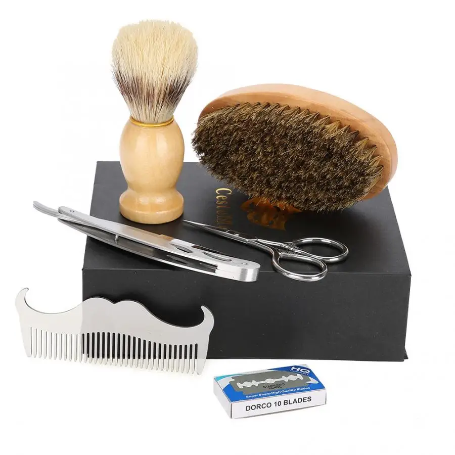 6pcs Beard Care Kit Beard Brush + Shaving Brush + Comb + Scissor + Blades + Blades shave brushes
6pcs Beard Care Kit Beard Brush + Shaving Brush + Comb + Scissor + Blades + Blades shave brushes