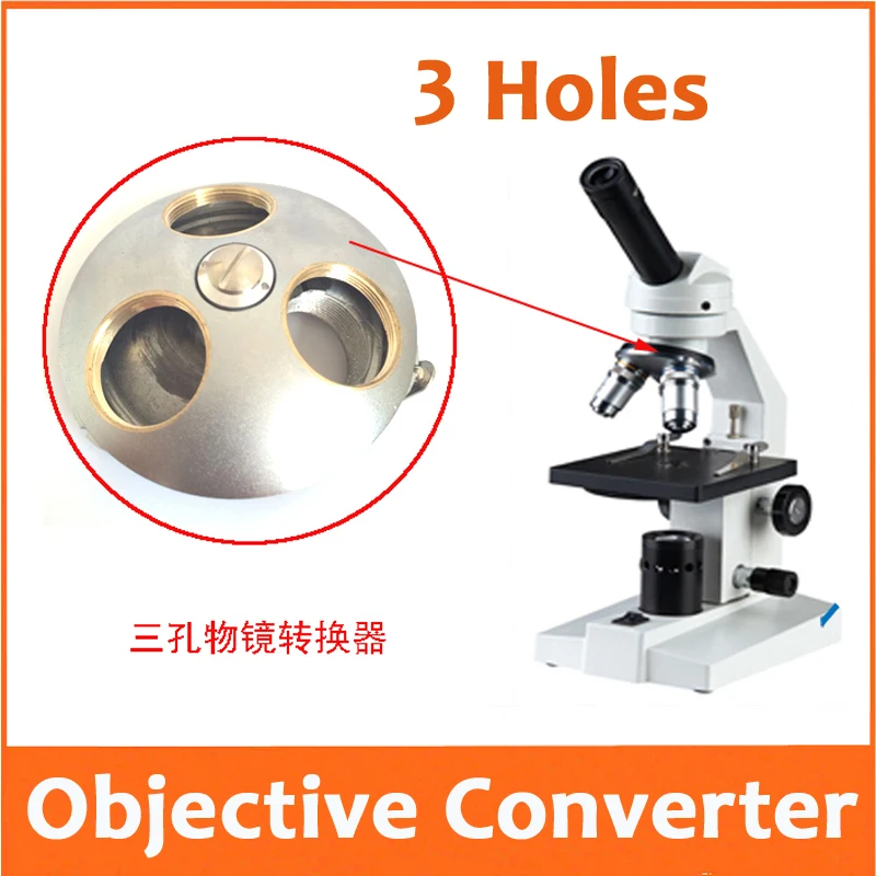 Фото 3 holes objective converter for Biological Microscope Revolving Nosepiece 3-hole Objective Lens Adapter Holder | Инструменты