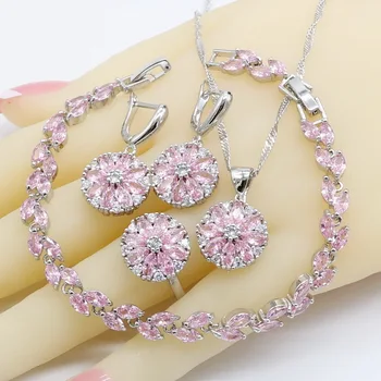 Marquise Cut Pink Topaz 925 Silver Bridal Jewelry Sets Women Bracelet Earrings Rings Necklace Pendant Gift Box 
Marquise Cut Pink Topaz 925 Silver Bridal Jewelry Sets Women Bracelet Earrings Rings Necklace Pendant Gift Box