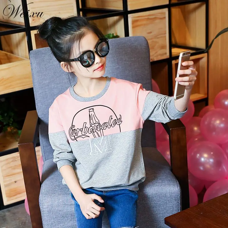 Weixu Children's T-shirt for Girls Spring Autumn Letter Cotton Top Blouse Shirts Clothes for Teenage Girls of 8 10 12 Years Old
Weixu Children's T-shirt for Girls Spring Autumn Letter Cotton Top Blouse Shirts Clothes for Teenage Girls of 8 10 12 Years Old