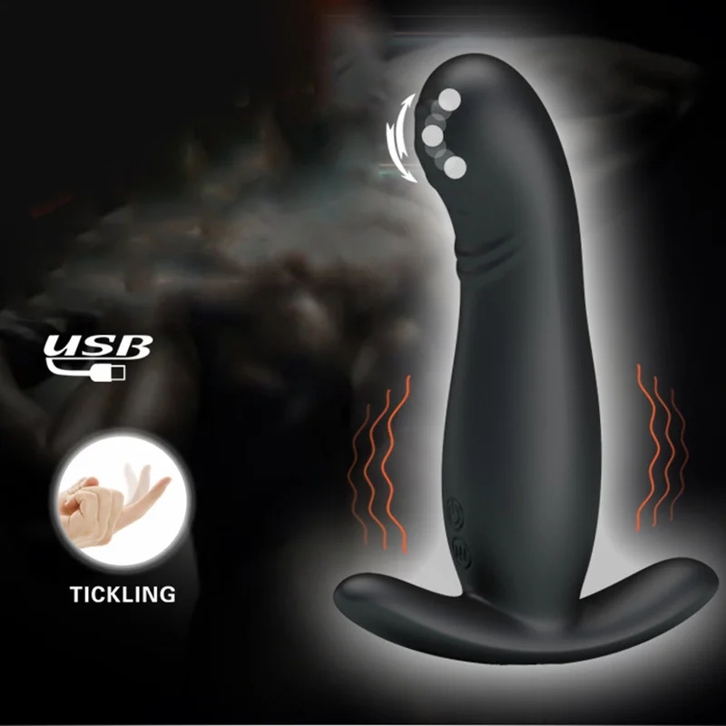 Ticking Anal Vibrator For Man Vibrating Anal Beads Plug 7 Speed Prostate Massager With Strong Suction Cup Anus Butt Plug For Men