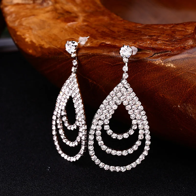 YFJEWE Sparkling Full Rhinestone Bride Multi-layer Drop Earrings For Women The Bride Accessories #E121 
YFJEWE Sparkling Full Rhinestone Bride Multi-layer Drop Earrings For Women The Bride Accessories #E121