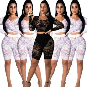 Women Hollow Long Sleeve Transparent Mesh Fishnet Crop Top T-Shirt & Shorts Set See-through Sexy Fashion Lace Patchwork Sets
Women Hollow Long Sleeve Transparent Mesh Fishnet Crop Top T-Shirt & Shorts Set See-through Sexy Fashion Lace Patchwork Sets